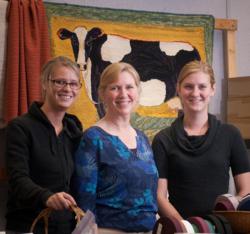 Stephanie Allen-Krauss with daughters at Green Mountain Rug School